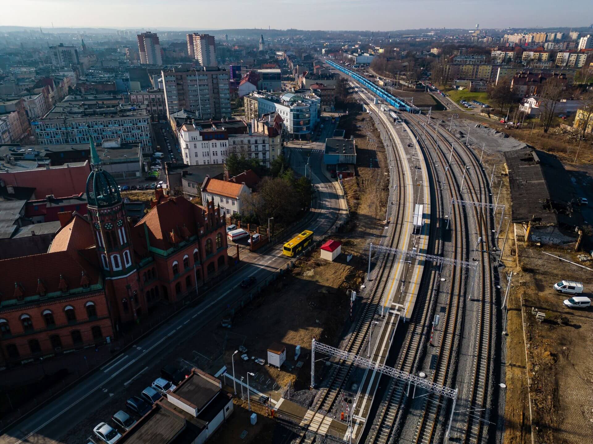 Chorzow prace na linii kolejowej i tramwajowej