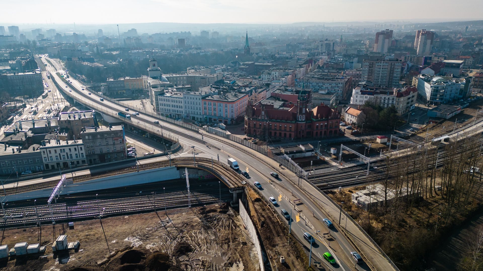 Chorzow prace na linii kolejowej i tramwajowej