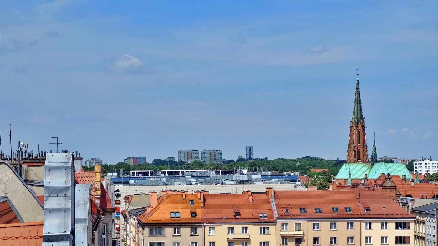 Widok z tarasu Gloria Palast w Bytomiu.