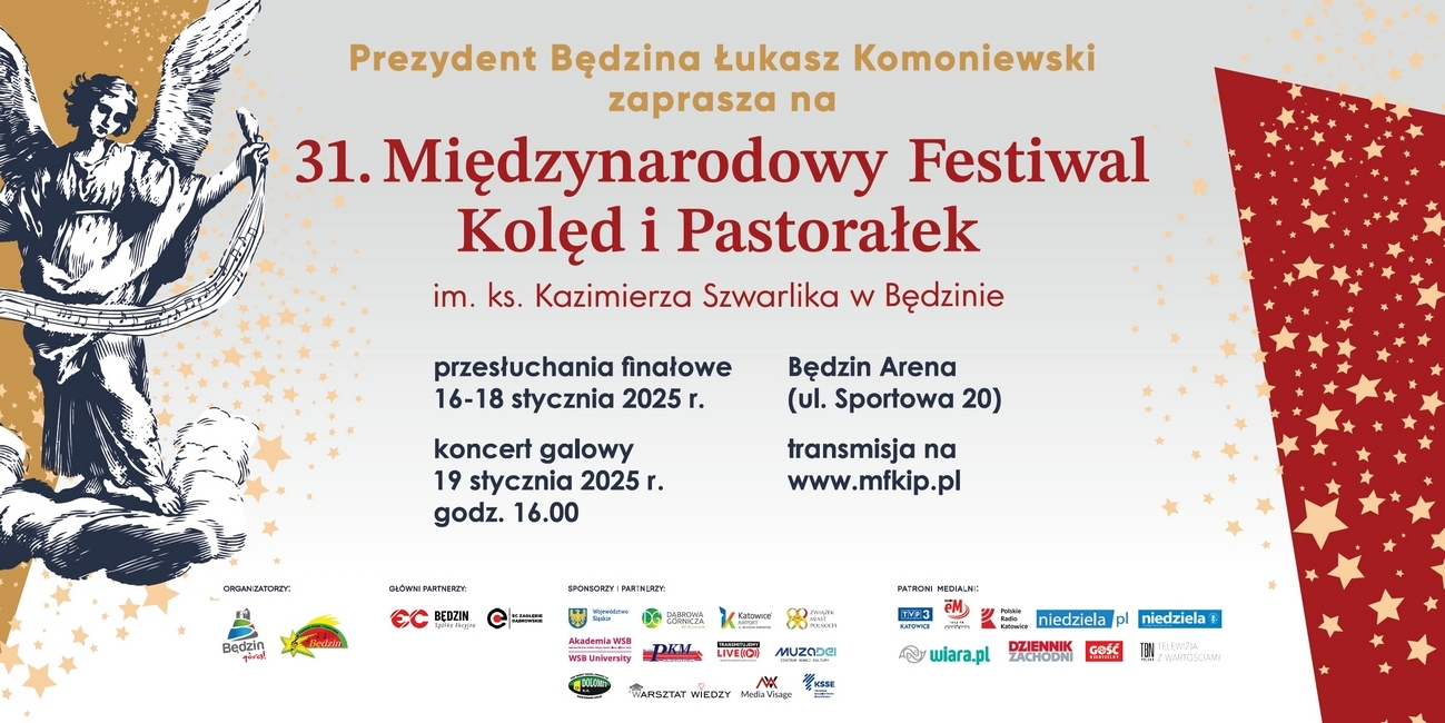 Plakat 31 Międzynarodowego Festiwalu Kolęd i Pastorałek w Będzinie.