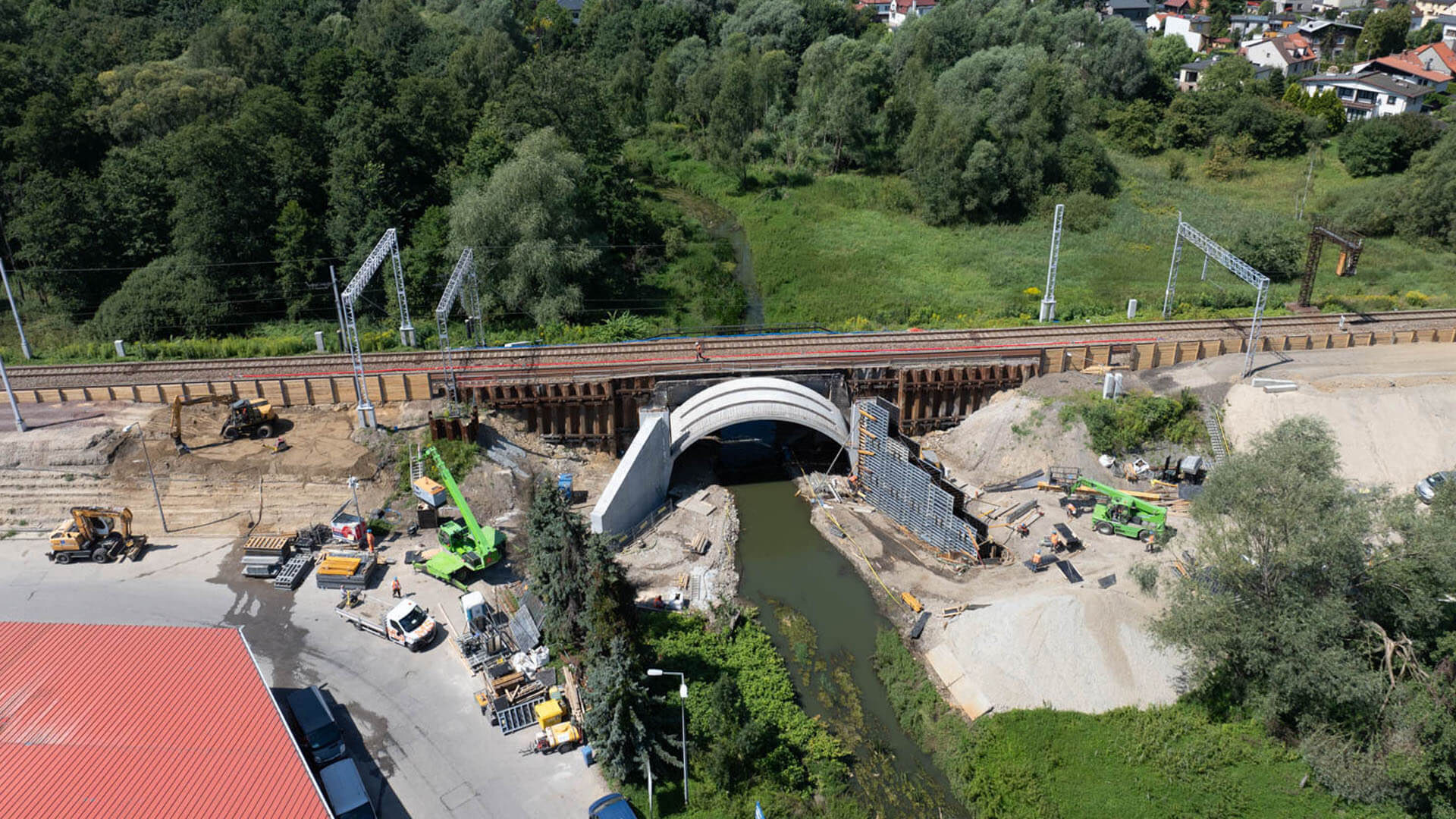 Kobiór przebudowa mostu kolejowego nad rzeką Korzeniec