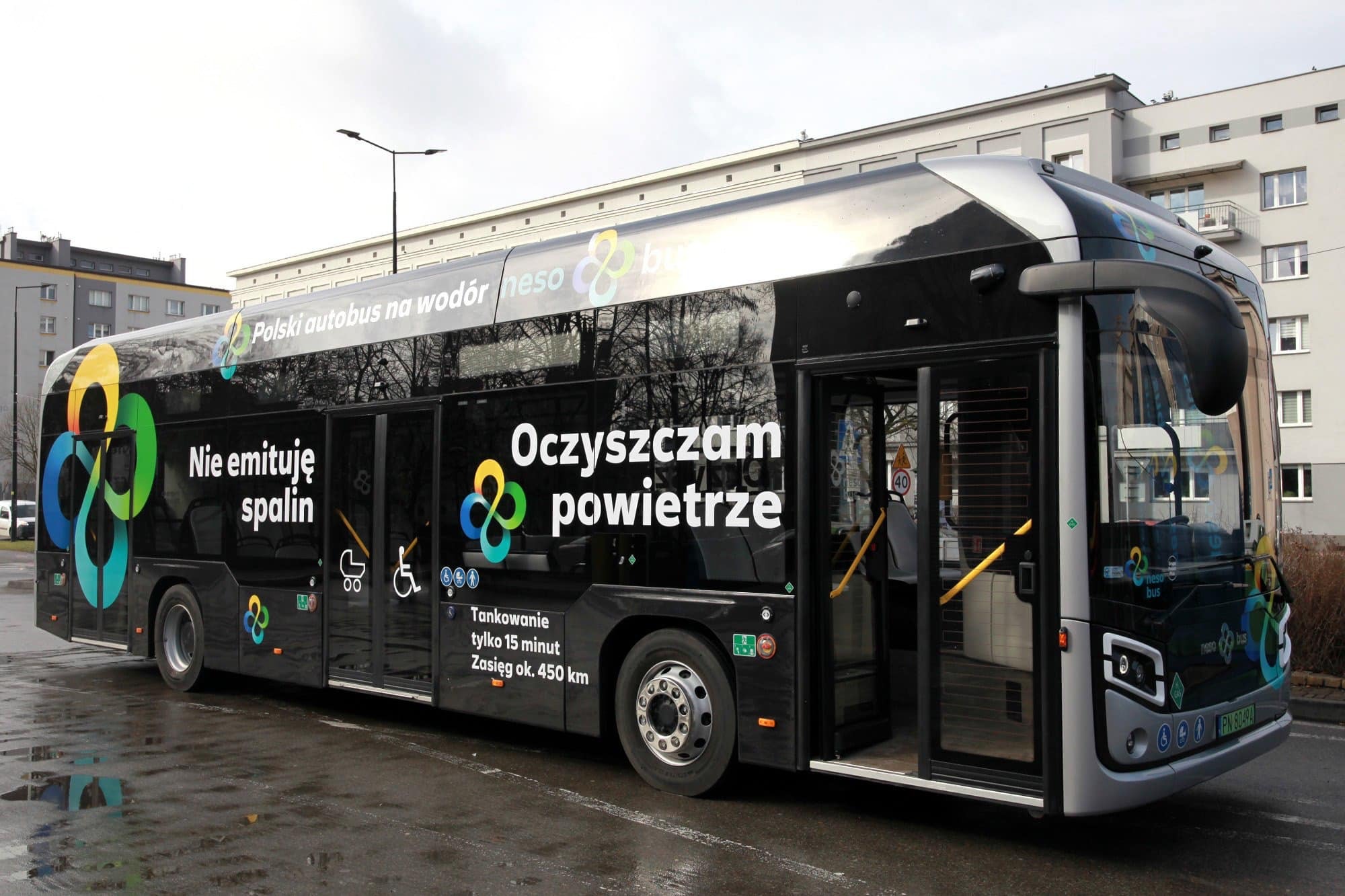 Sosnowiec. Autobus zasilany wodorem na testach. Luty 2024.