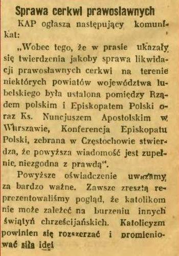 Wycinek z gazety "Polonia z 3 września 1937 roku, dotyczącycerkwi Św. Mikołaja Cudotwórcy w Sosnowcu.