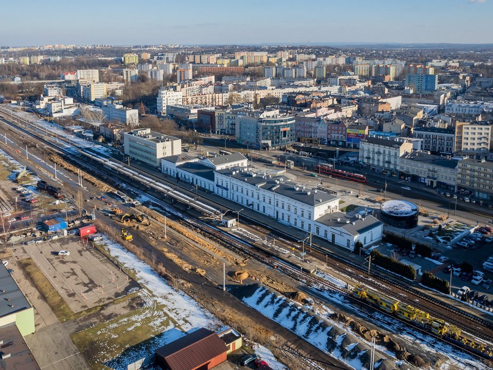 Sosnowiec. Przebudowa stacji Sosnowiec Główny. Styczeń 2025.