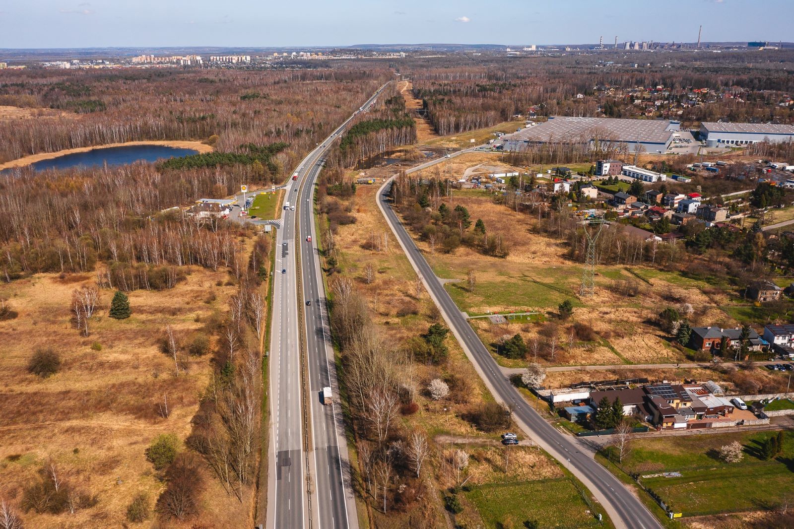 Trasa S1 Dąbrowa Górnicza, widok znad węzła Porąbka