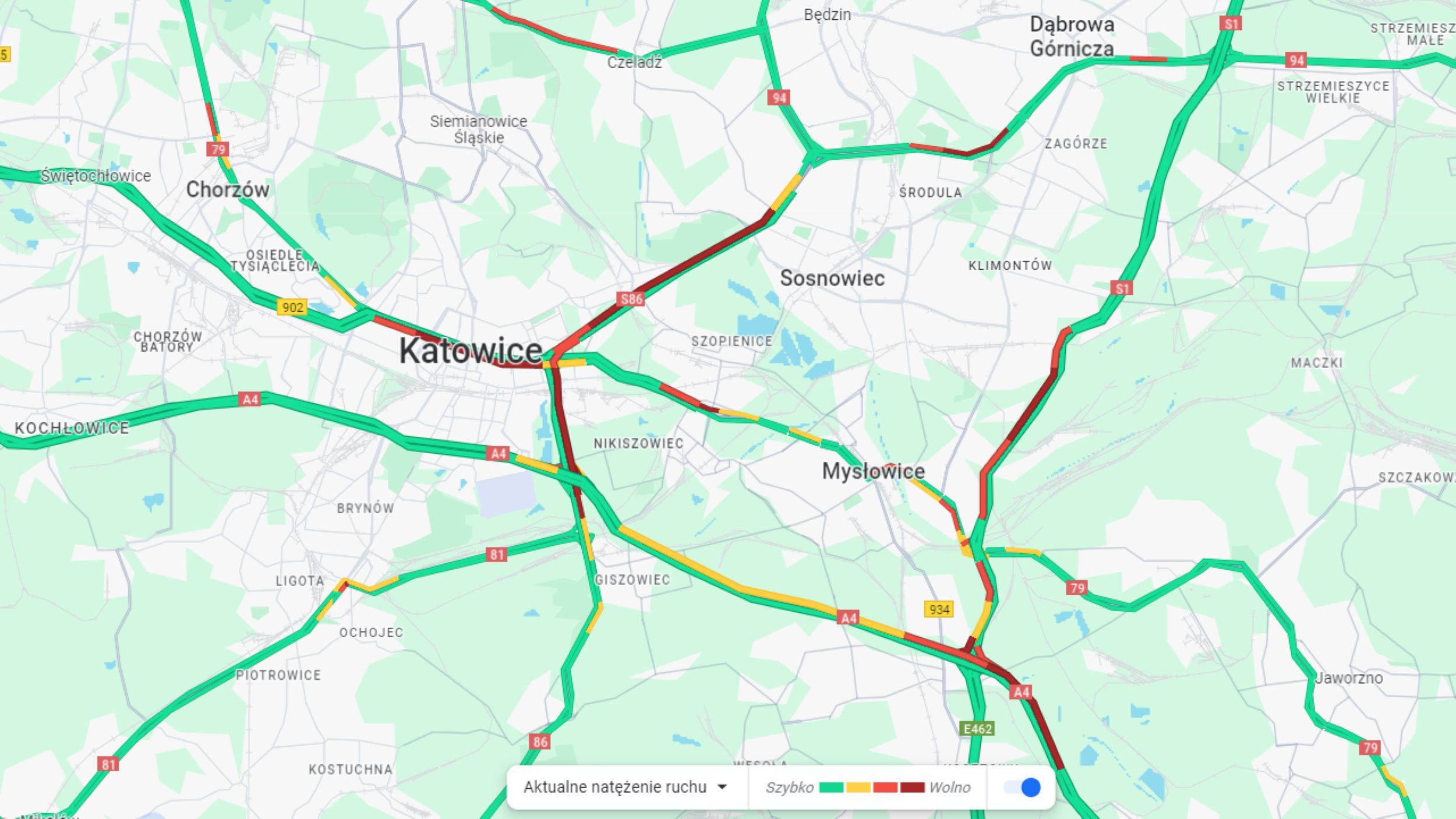 Natezenie ruchu katowice