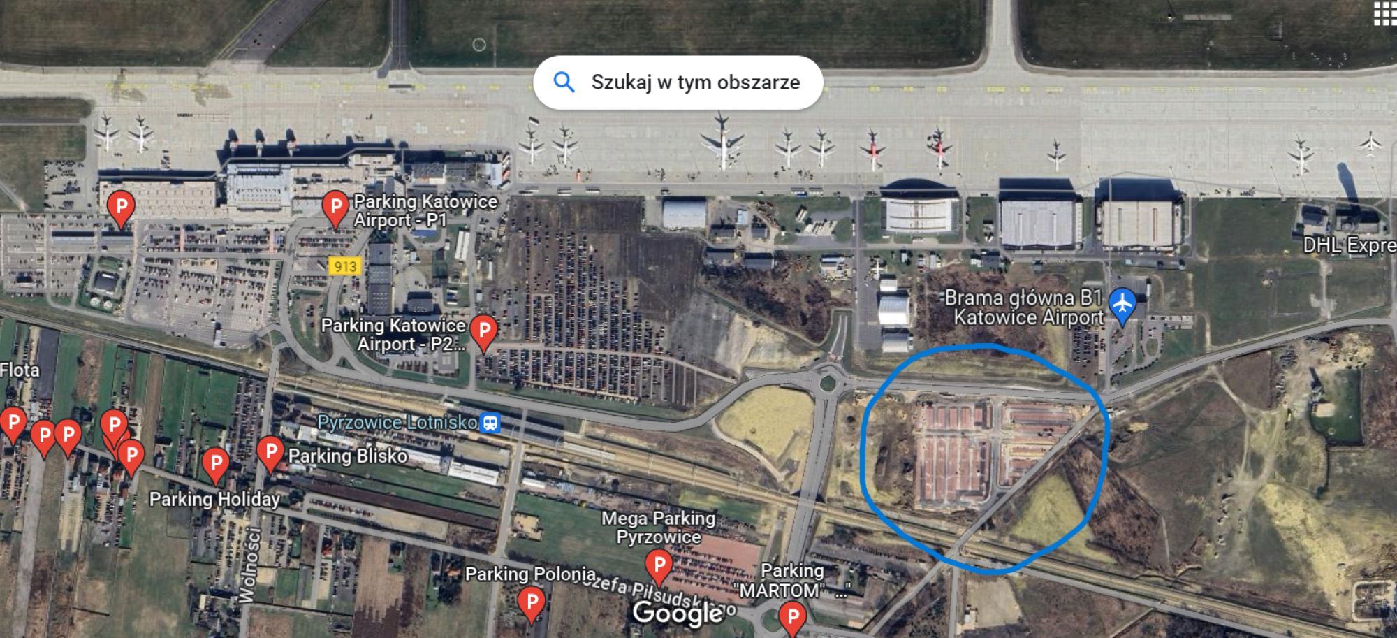 Tu znajduje się nowy parking P4 przy lotnisku Katowice Airport