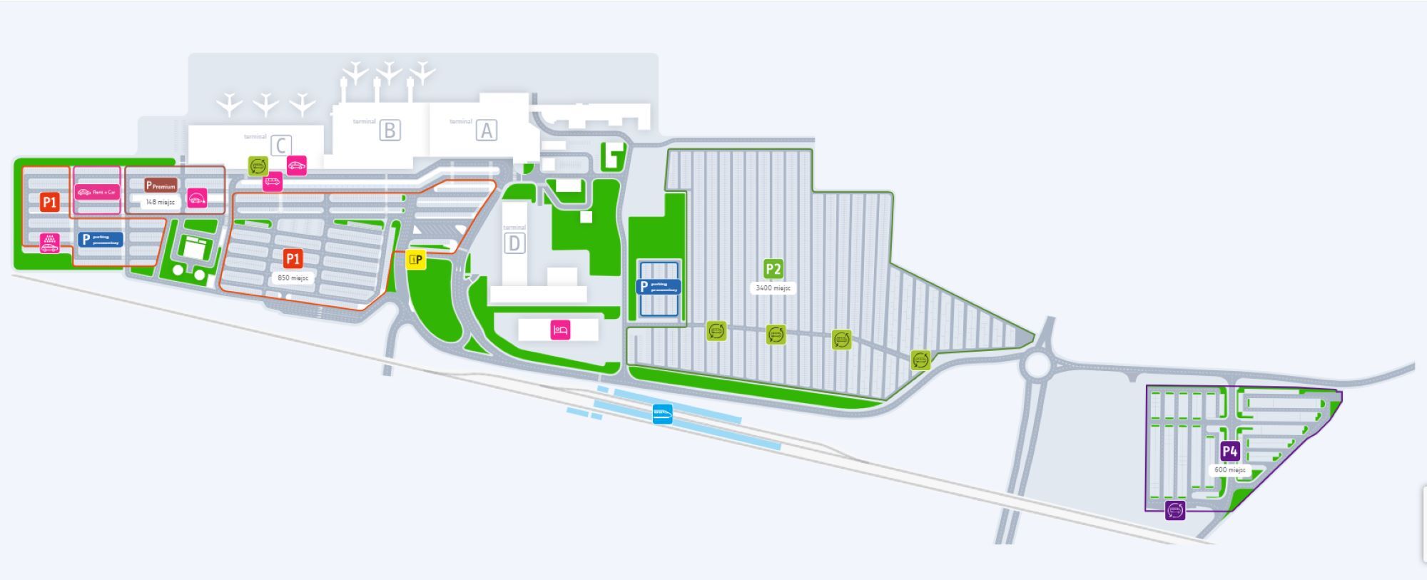 Plan parkingów Katowice Airport