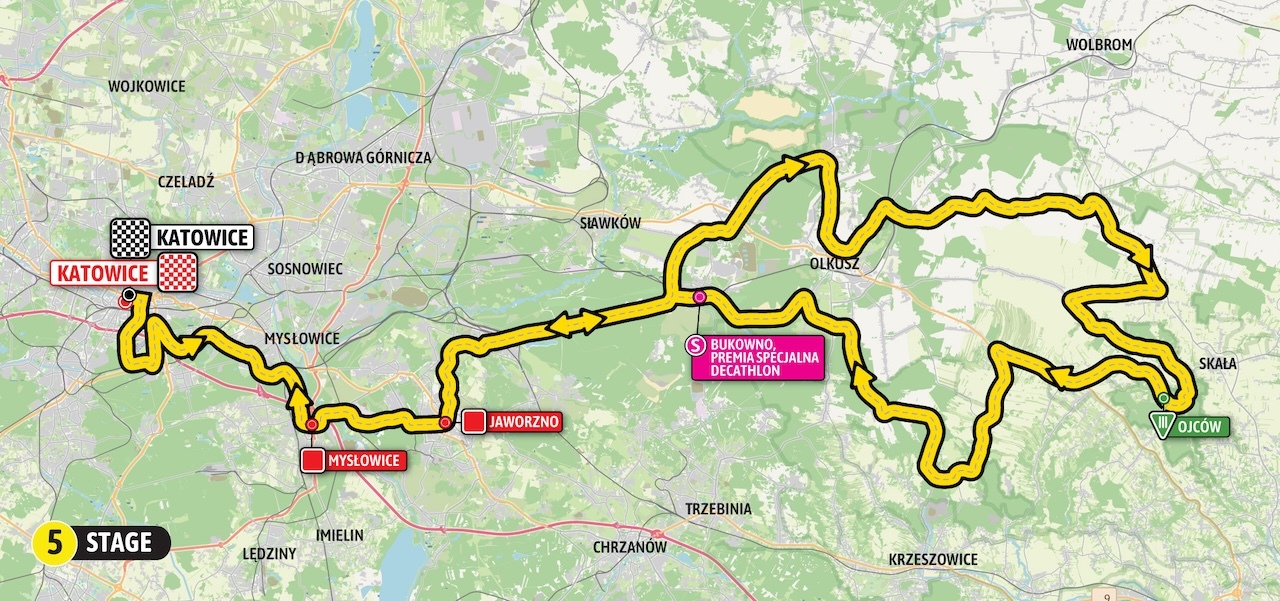 Mapa 5. etapu Tour de Pologne 2024